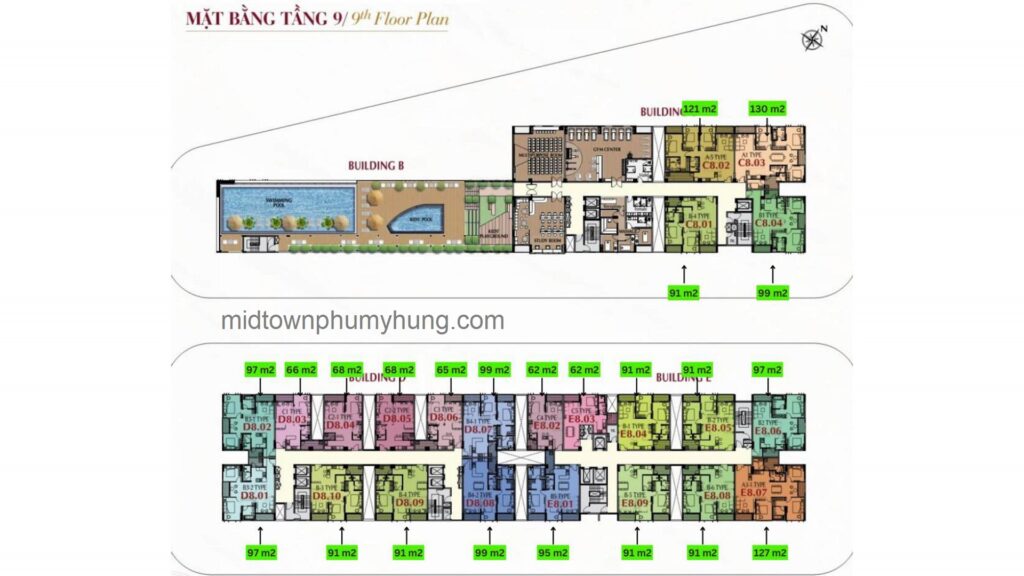 Mặt bằng tầng 9 M6 Midtown