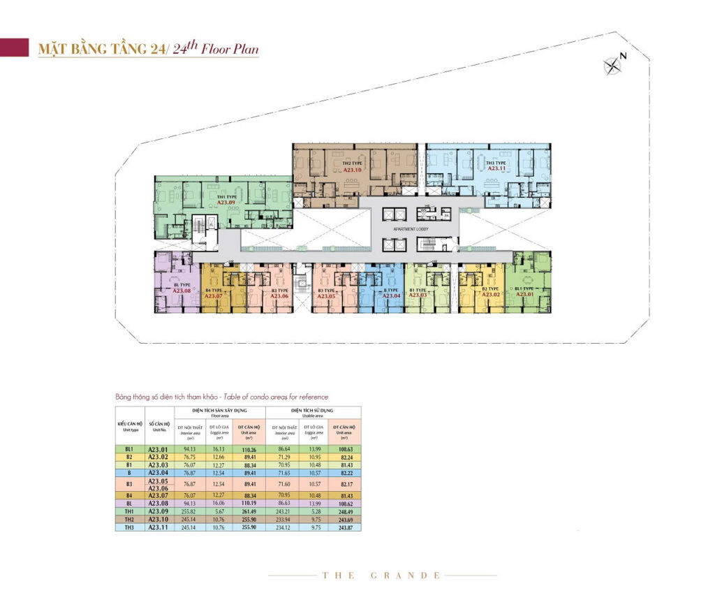 Mặt bằng tầng 24 Midtown M5 (The Grand)