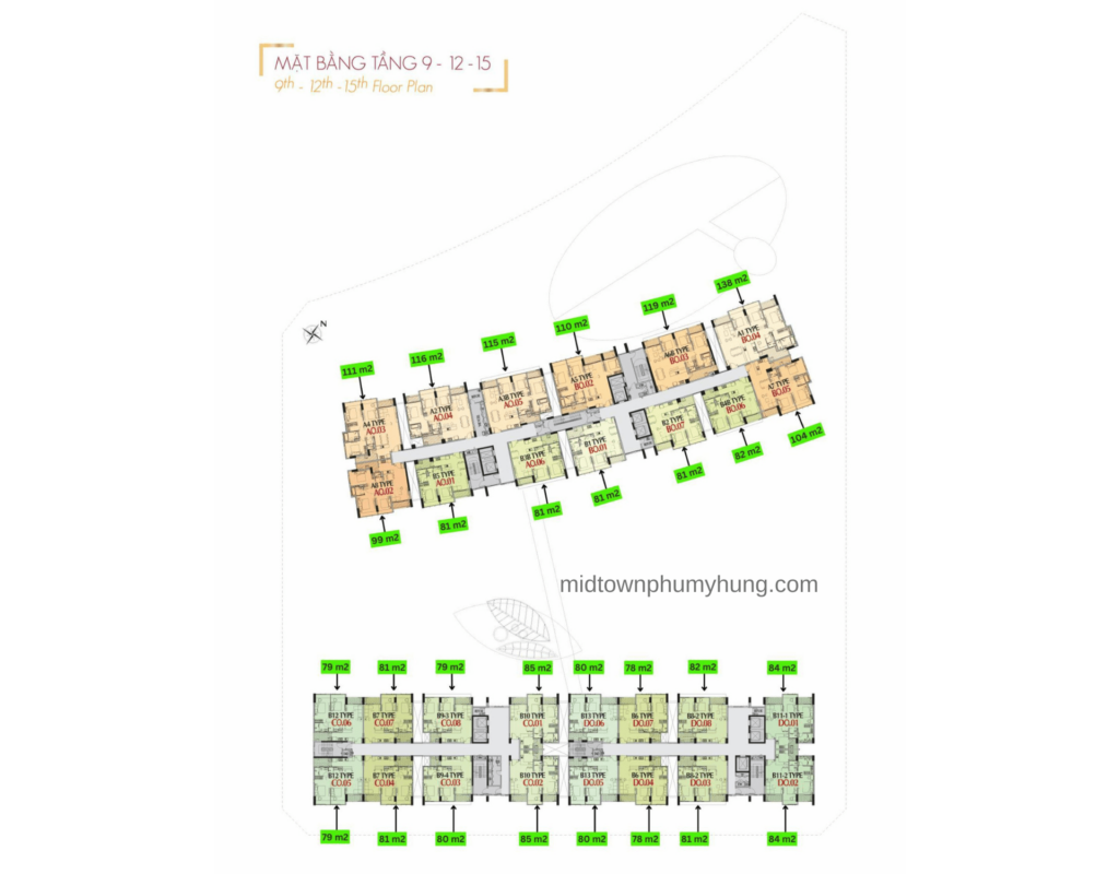 Mặt bằng tầng 9-12-15 M7 Midtown