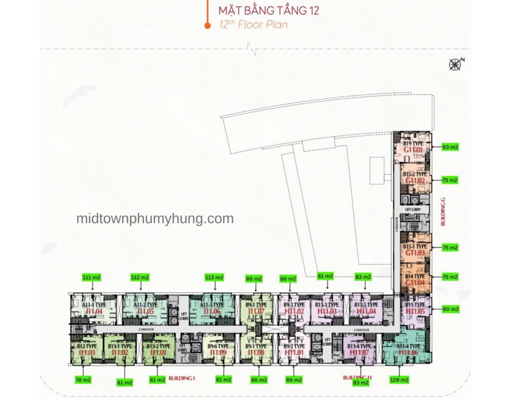 Mặt bằng Midtown M8B Tầng 12