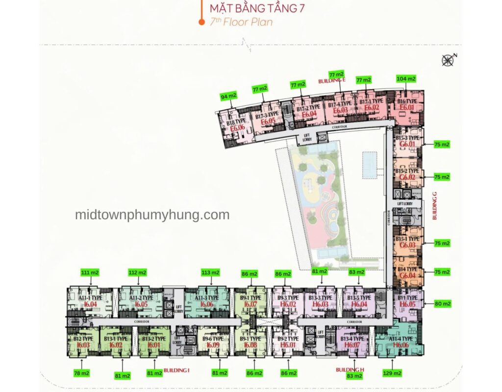 Mặt bằng Midtown M8B Tầng 7