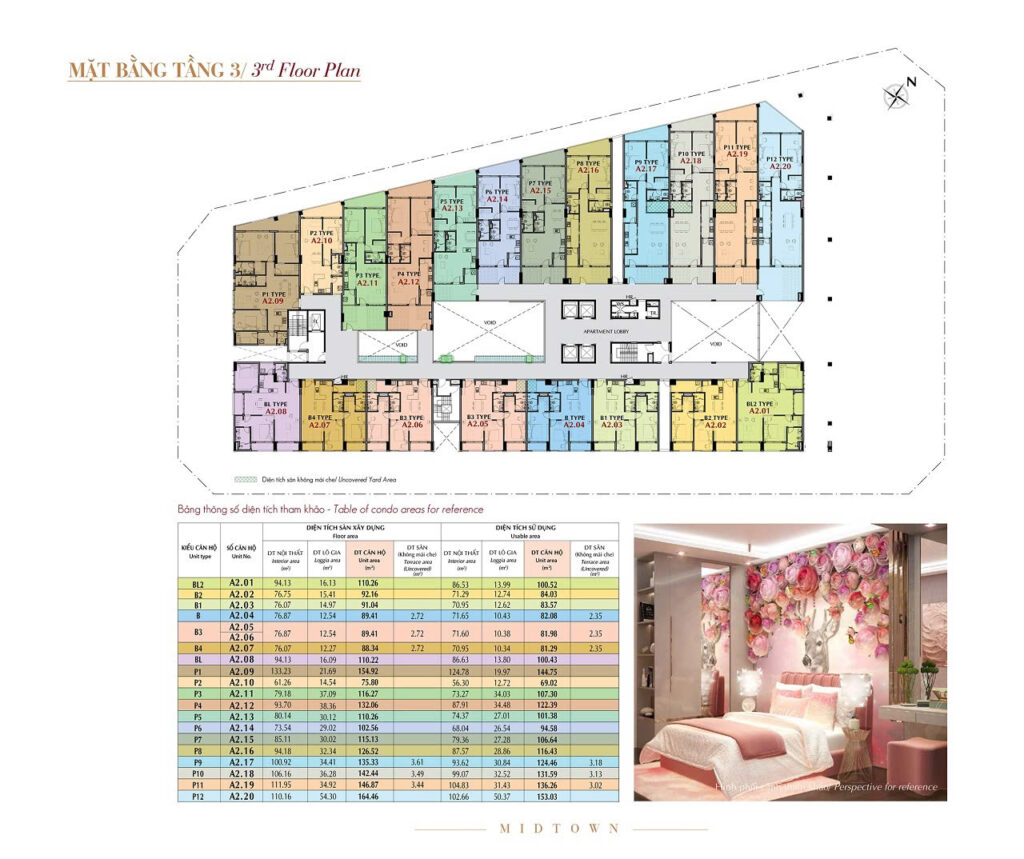 Mặt bằng tầng 3 Midtown M5 (The Grand)