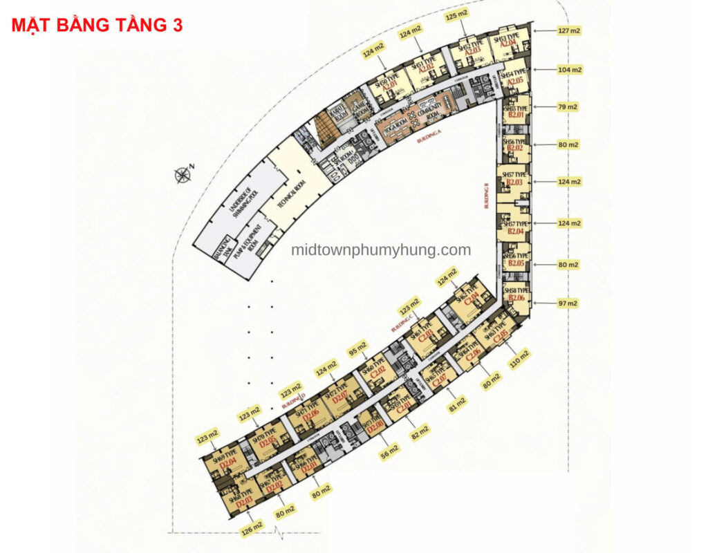 Mặt bằng Midtown M8A Tầng 3