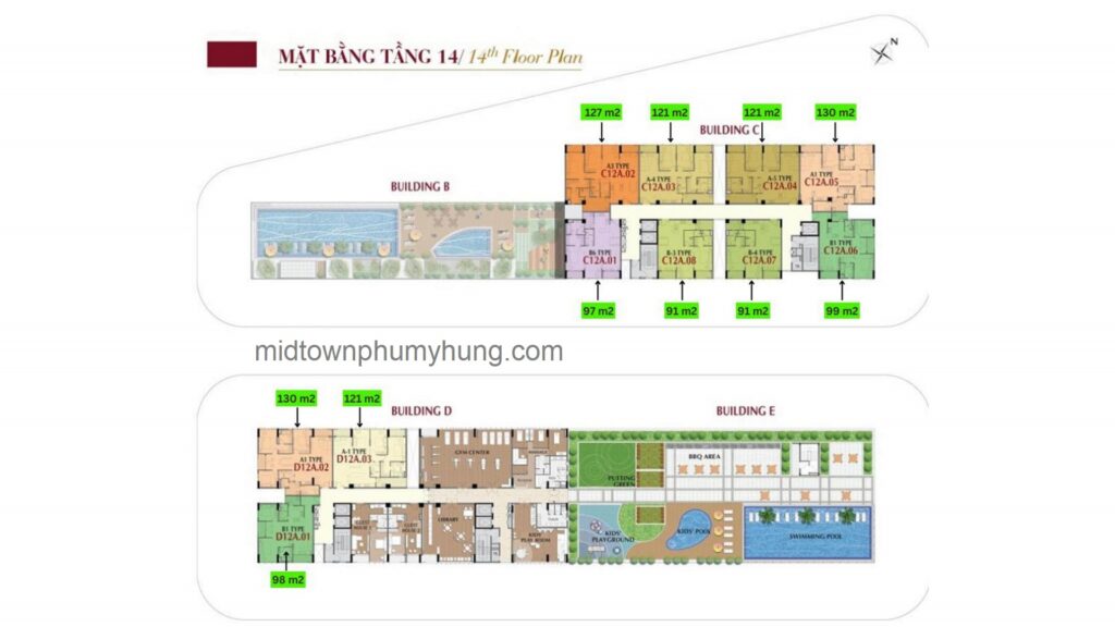 Mặt bằng tầng 14 M6 Midtown