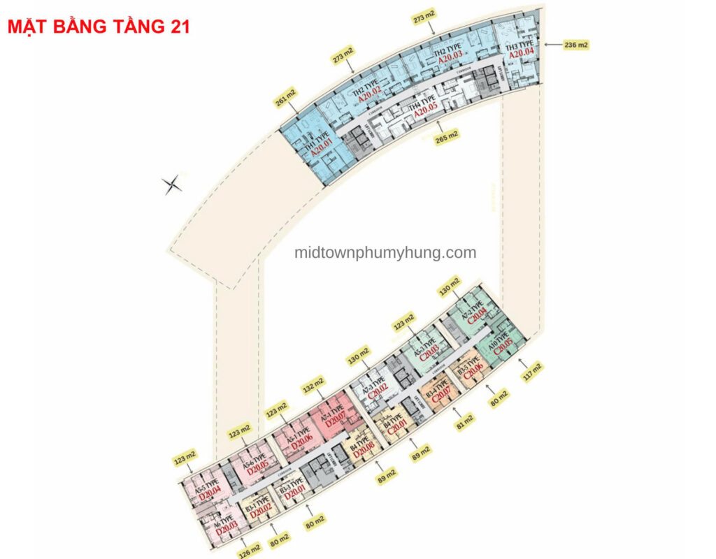 Mặt bằng Midtown M8A Tầng 21