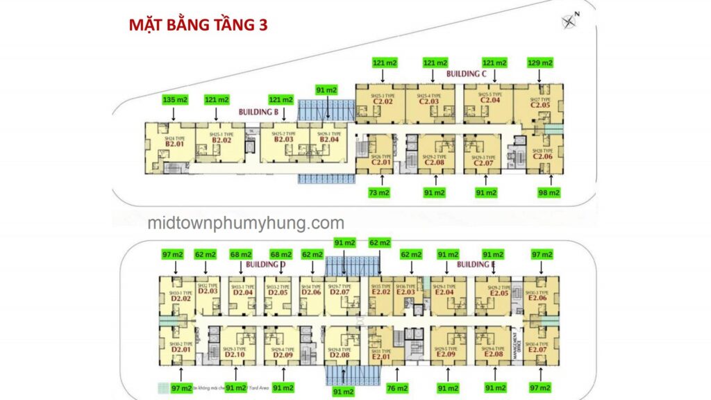 Mặt bằng tầng 3 M6 Midtown