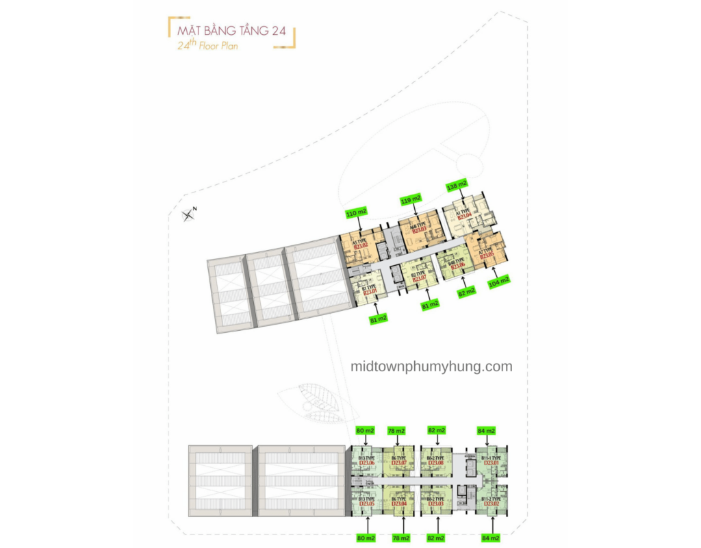 Mặt bằng tầng 24 M7 Midtown