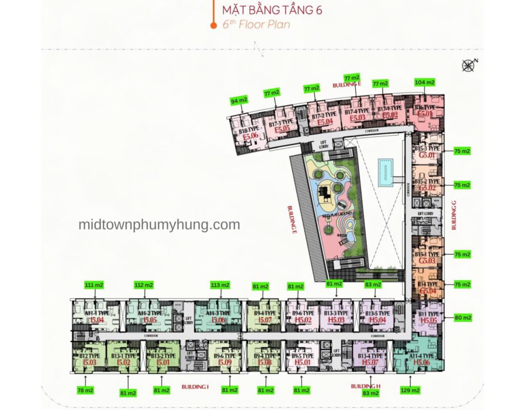 Mặt bằng Midtown M8B Tầng 6