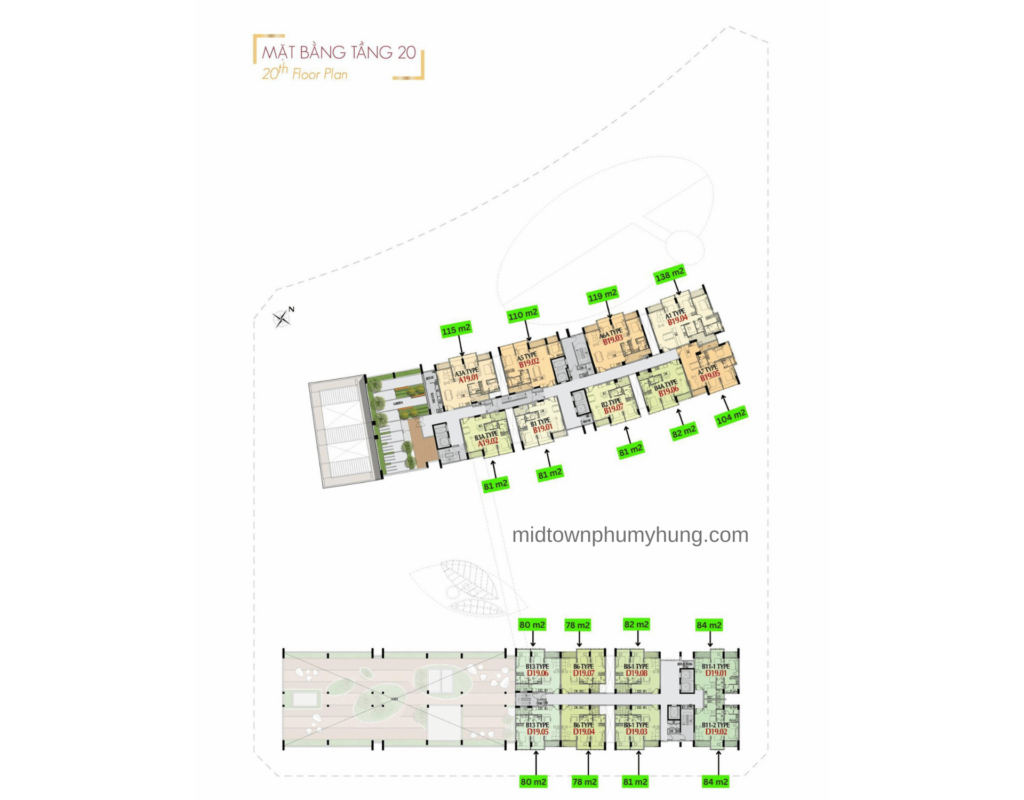 Mặt bằng tầng 20 M7 Midtown