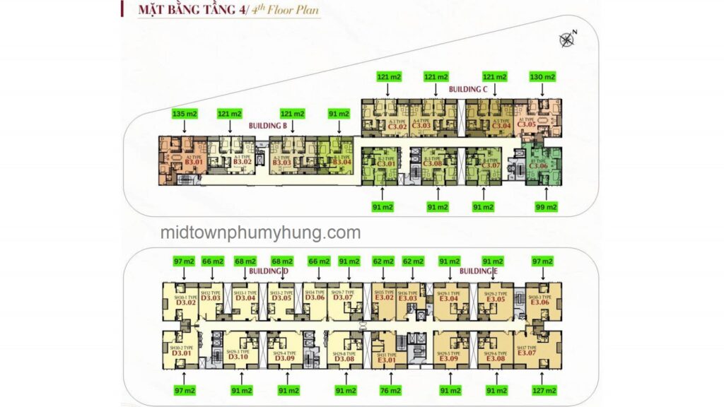 Mặt bằng tầng 4 M6 Midtown