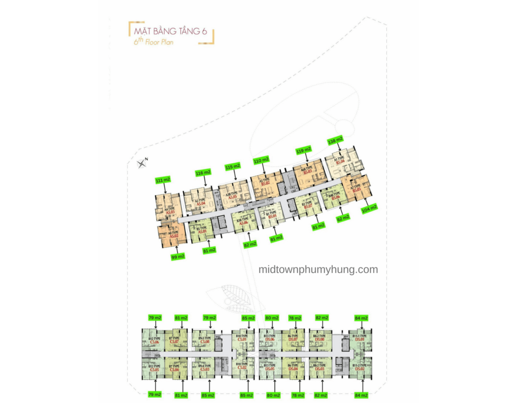 Mặt bằng tầng 6 M7 Midtown