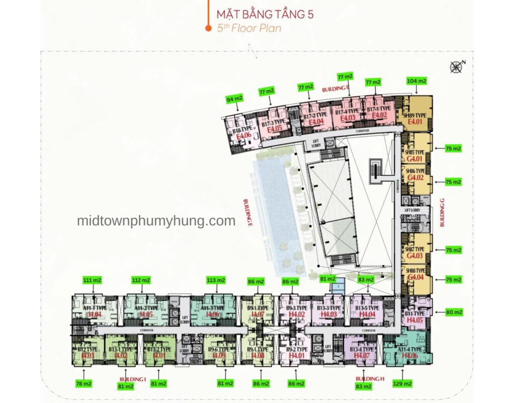 Mặt bằng Midtown M8B Tầng 5