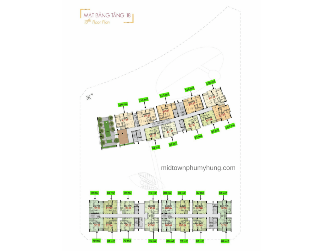 Mặt bằng tầng 18 M7 Midtown