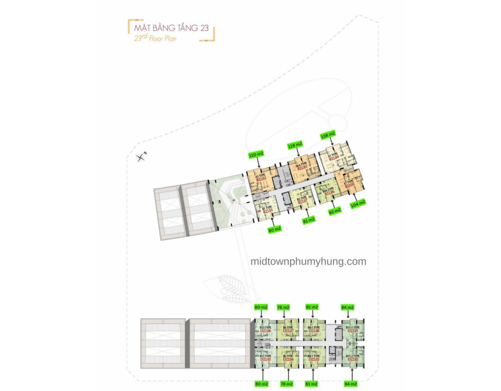 Mặt bằng tầng 23 M7 Midtown