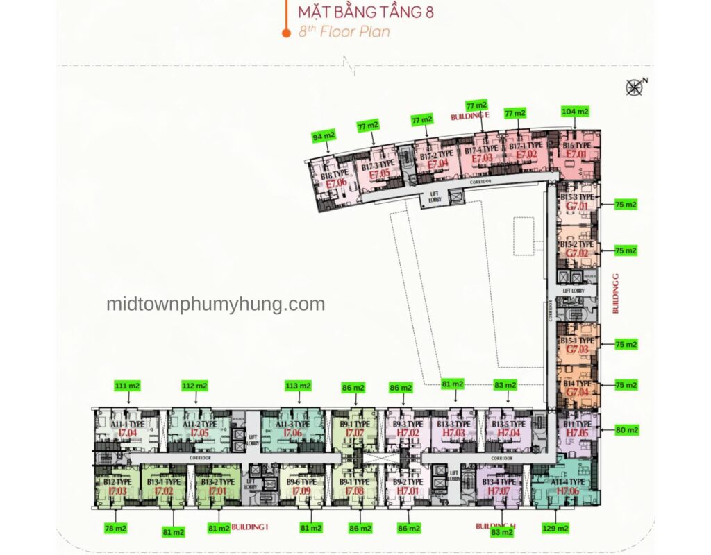 Mặt bằng Midtown M8B Tầng 8