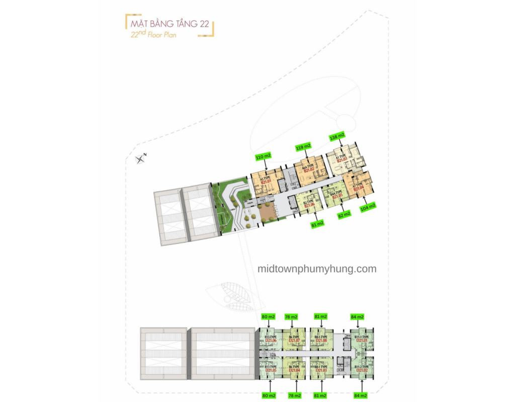 Mặt bằng tầng 22 M7 Midtown