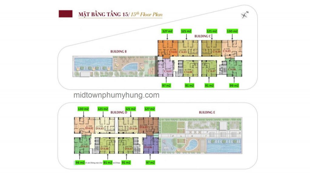 Mặt bằng tầng 15 M6 Midtown