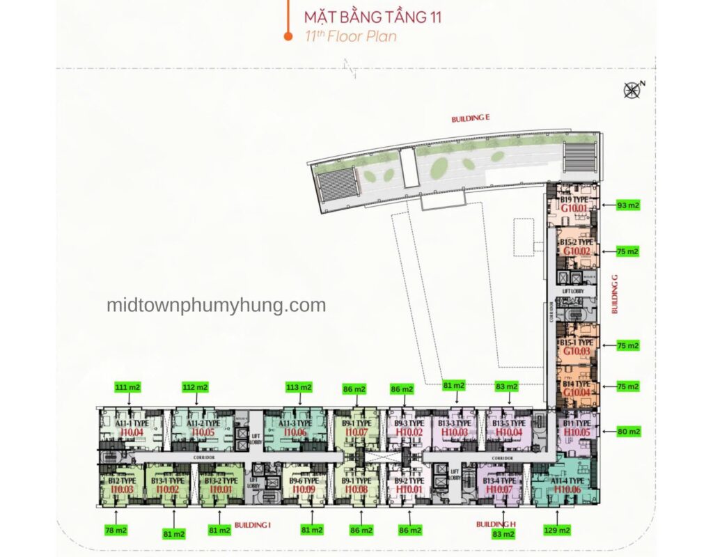 Mặt bằng Midtown M8B Tầng 11