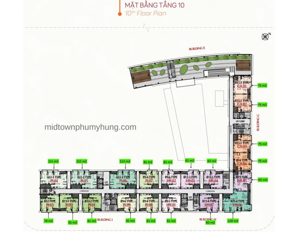 Mặt bằng Midtown M8B Tầng 10