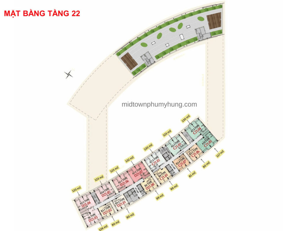 Mặt bằng Midtown M8A Tầng 22