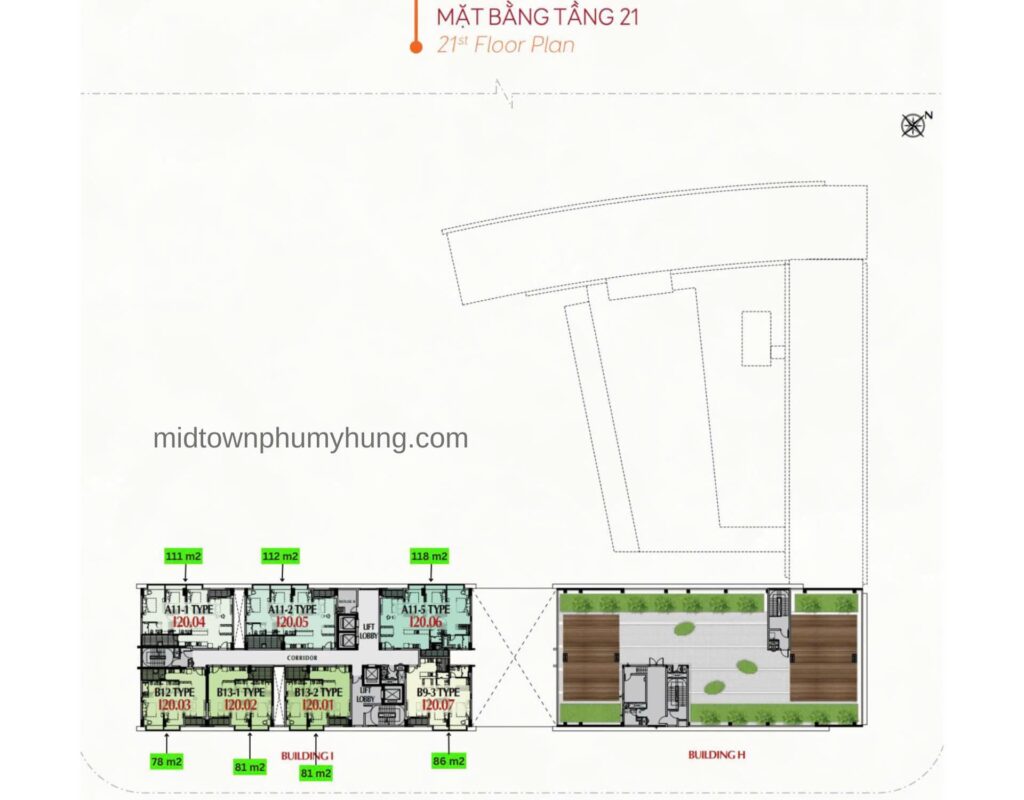 Mặt bằng Midtown M8B Tầng 21